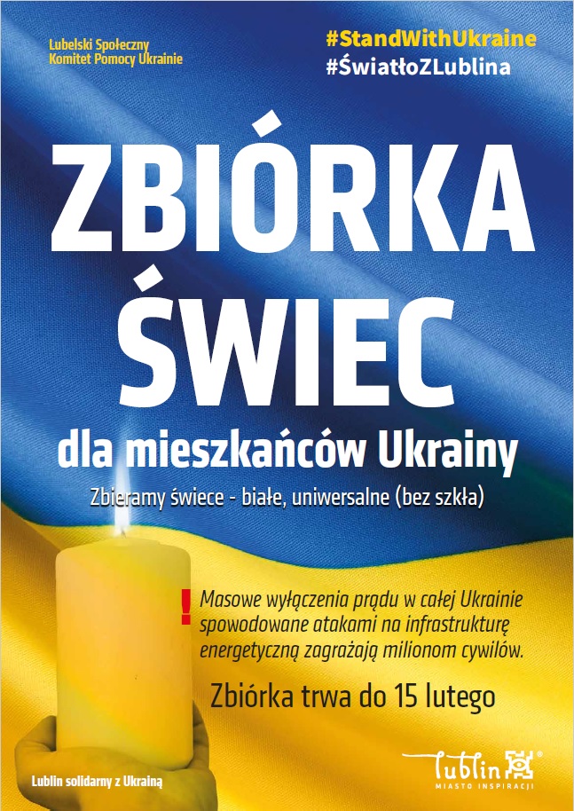 Lublin zbiera świece dla mieszkańców Ukrainy 2 Plakat_ŚwiatłoZLublina.jpg
