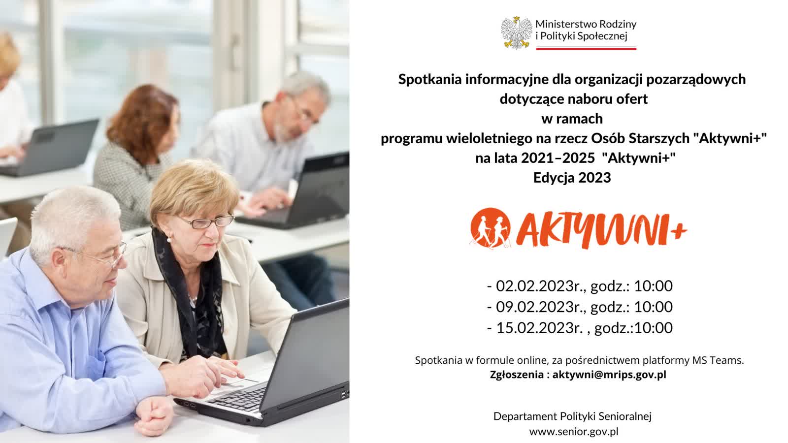 Ku aktywizacji seniorów. 1 lutego rusza nabór wniosków na dofinansowanie z rządowego programu 2 Szkolenia dla organizacji pozarzdowych dotyczce naboru ofert w ramach Programu Aktywni Edycja 2023.jpg