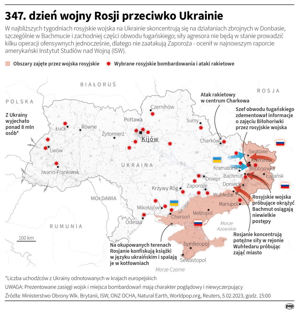 Sztab Generalny Sił Zbrojnych Ukrainy: wojska rosyjskie podejmują działania ofensywne na wschodzie 2 igrafika_20230205_01.png