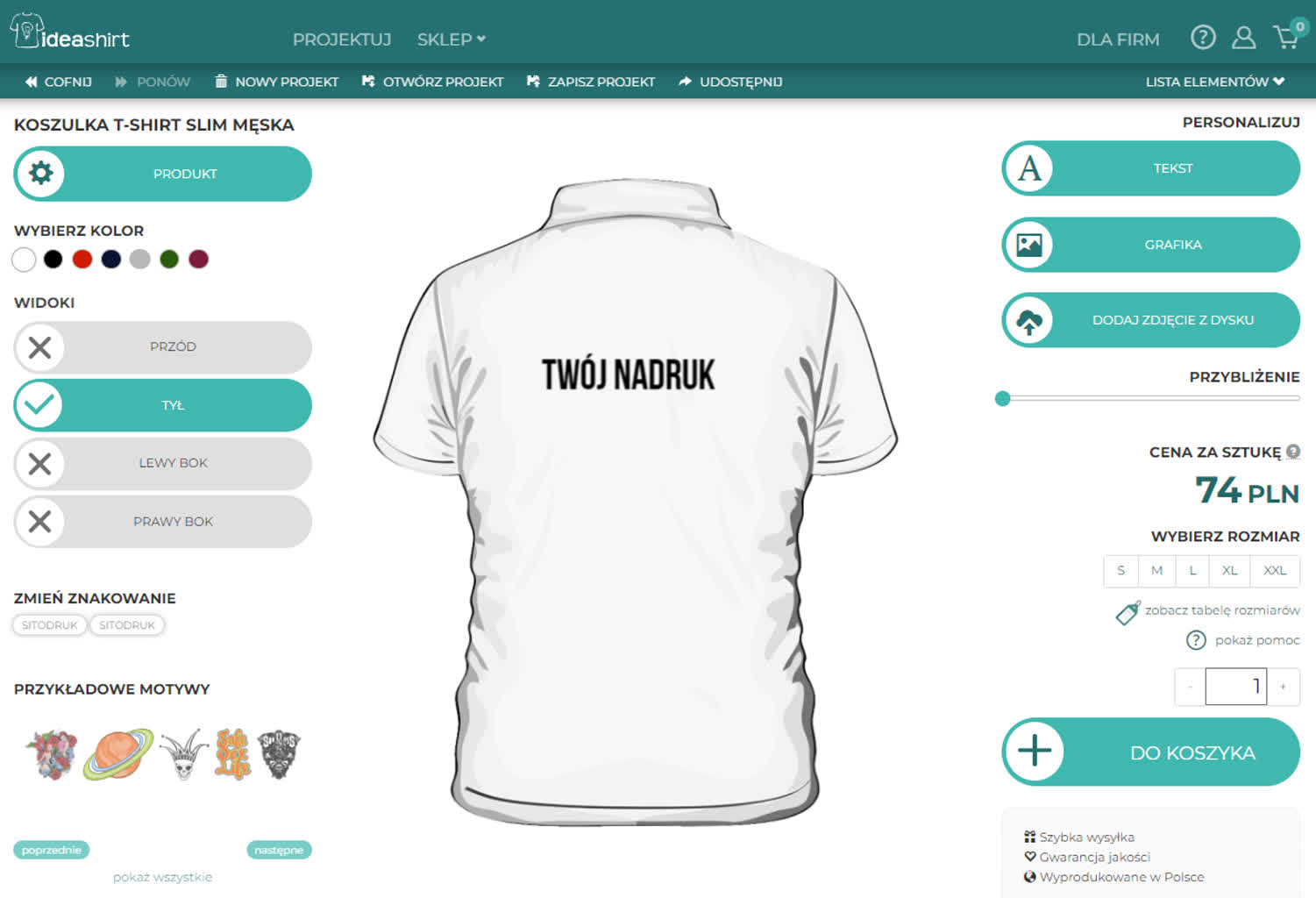 Jak się reklamować? Użyj koszulek z własnym nadrukiem, które zaprojektujesz w cyfrowym kreatorze. Łatwy sposób na promocję firmy 2 koszulka z nadrukiem