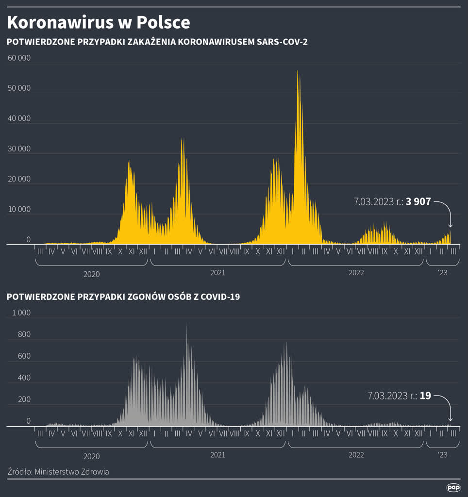 Od 2 marca do 8 marca 2023 r. potwierdzono 19 051 zakażeń, zmarło 91 osób z COVID-19 2 igrafika_20230308_01.png