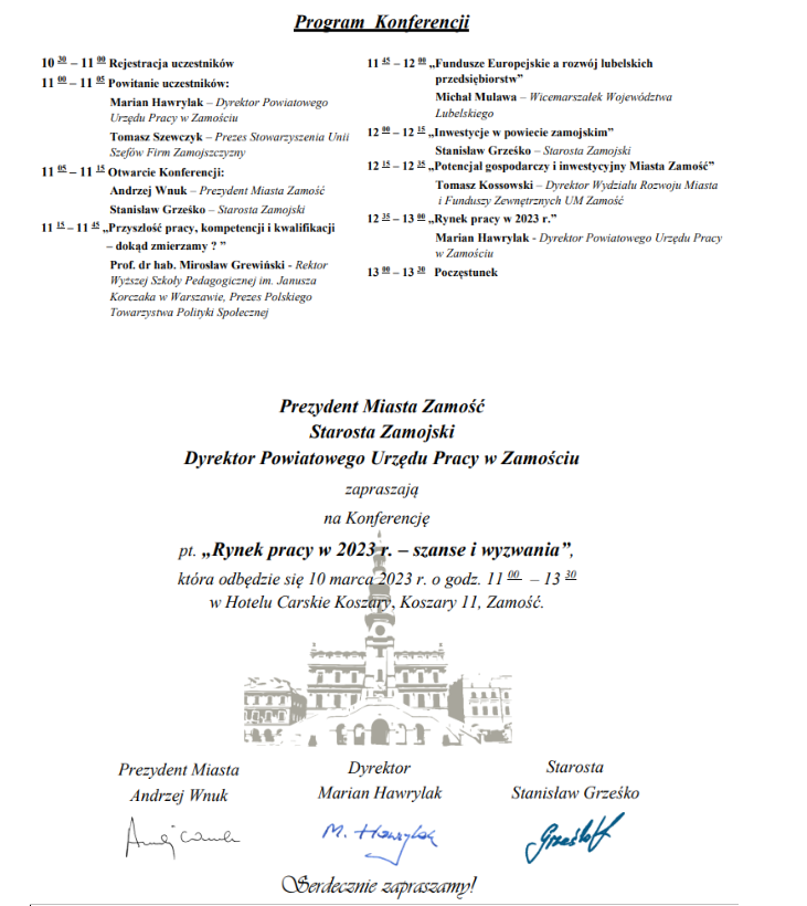 Szanse i wyzwania rynku pracy. Spotkanie w Zamościu 2 Program konferencji.PNG