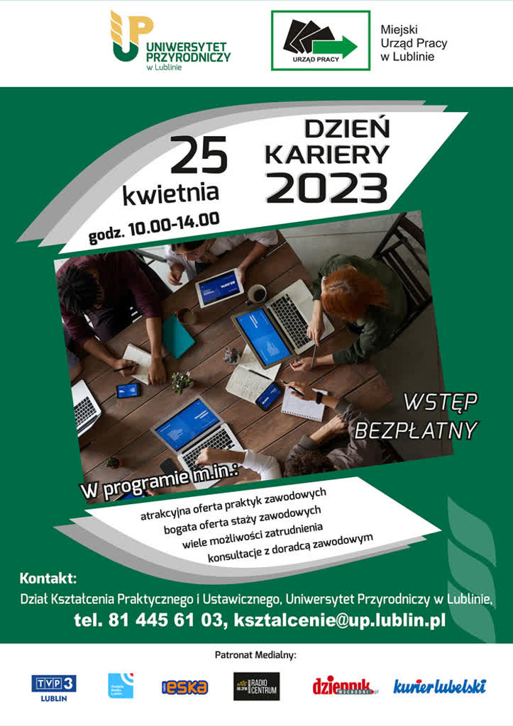 W poszukiwaniu stażu, praktyk i pracy. Dzień Kariery w Uniwersytecie Przyrodniczym 2 Plakat-dk-2023.jpg