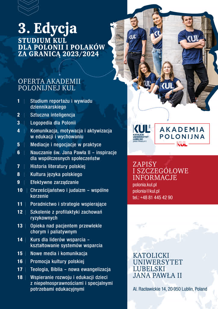 KUL za granicą. Akademia Polonijna w nowościami 2 KUL_PLAKAT_jpg_2023_POLONIA 3 EDYCJA.jpg