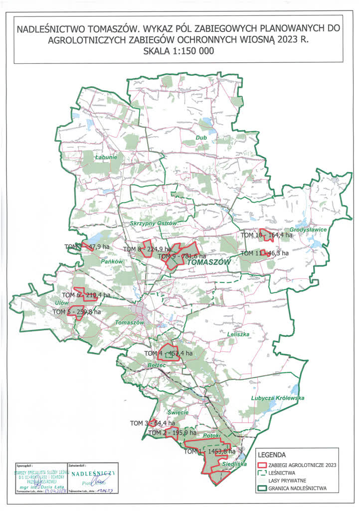 Czasowy zakaz wstępu. Nadleśnictwo Tomaszów chroni się przed chrabąszczami 2 MAPA PÓL ZABIEGOWYCH 2023 R_JPG.jpg