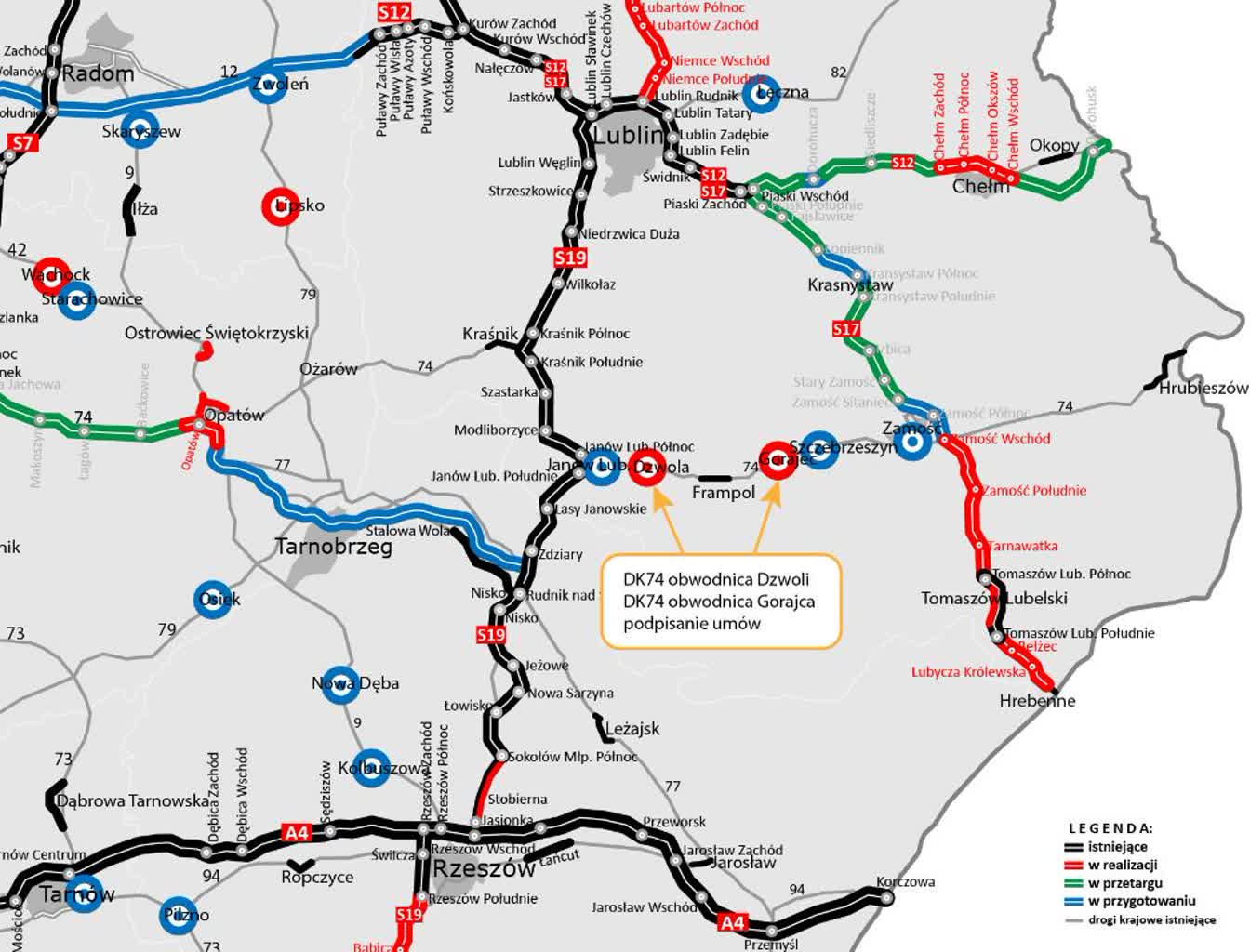 Będą obwodnice Dzwoli i Gorajca. Podpisano umowy 2 mapka.JPG