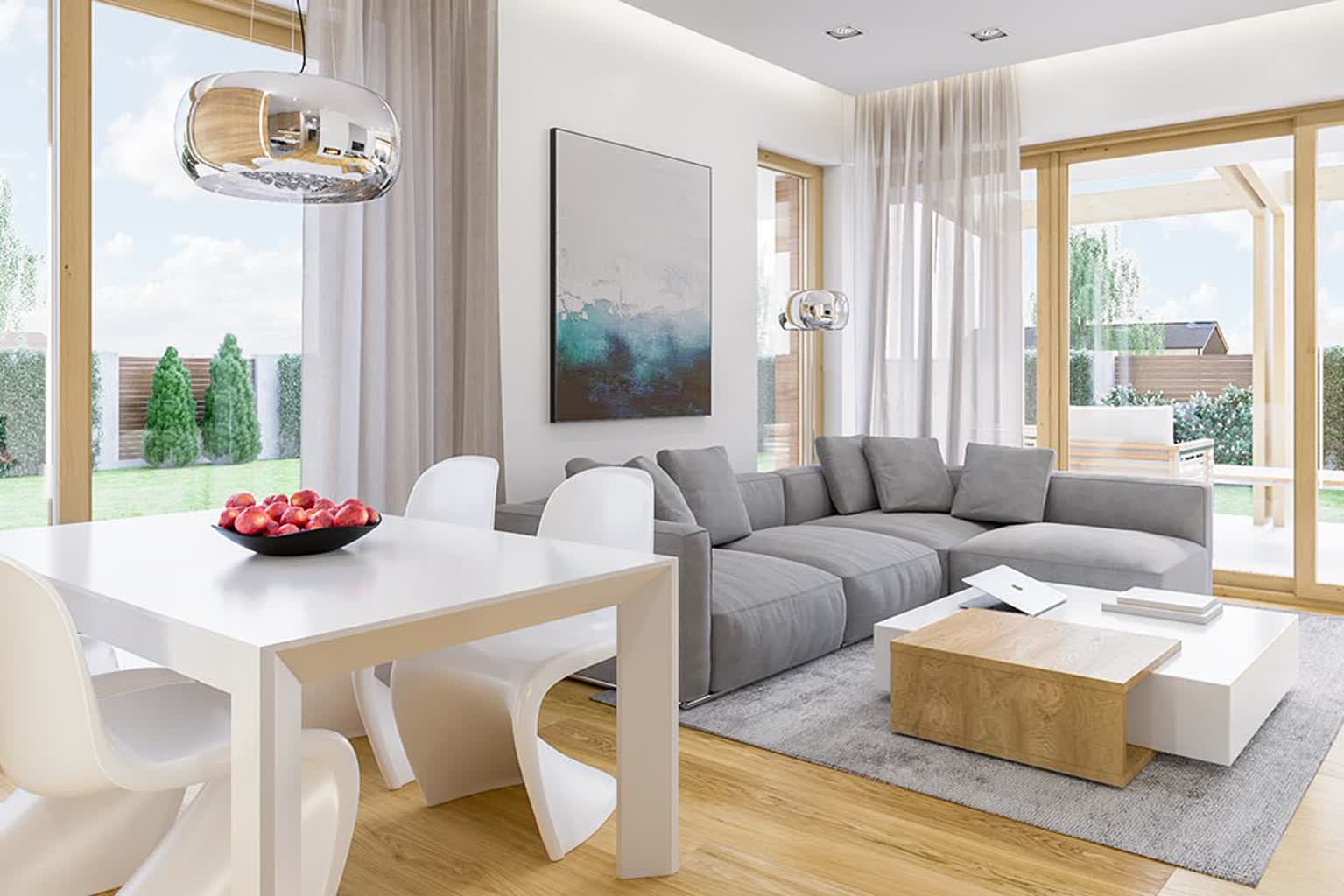 Kolorowy świat, kolorowe okna 4 Okna drewnopodobne w salonie