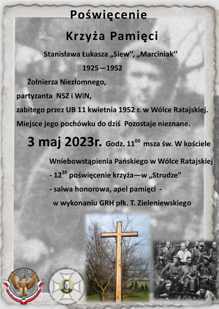Powiat janowski: krzyż stanie ku czci niezłomnego 2 plakat-marciniak-dobry.png