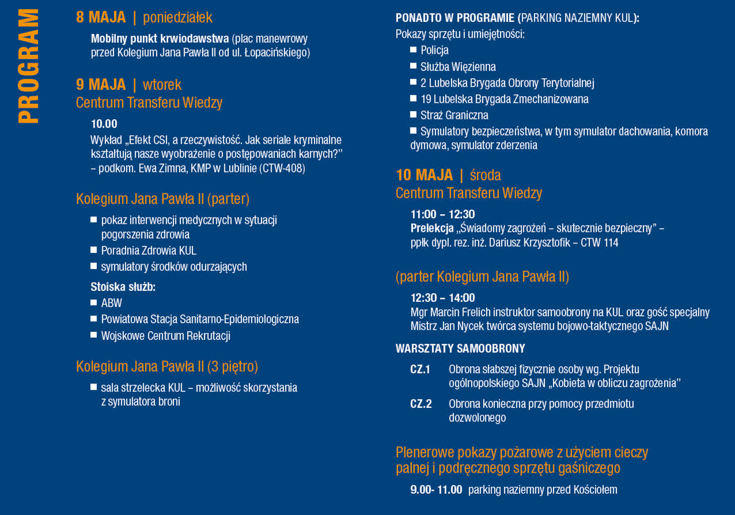 Dni Bezpieczeństwa w Katolickim Uniwersytecie Lubelskim 2 program.png