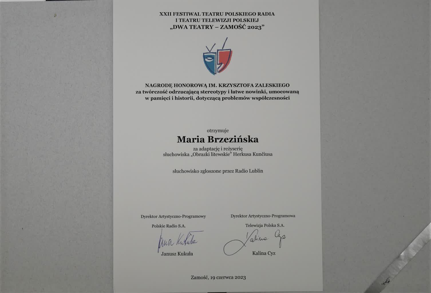 Słuchowisko Radia Lublin z nagrodą na "Dwóch Teatrach" 3 P1080959 (2).JPG