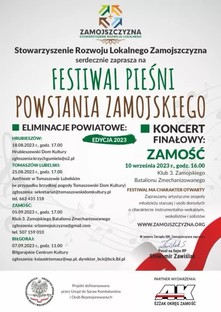 Będą dwie kategorie. Powstańcze pieśni w Tomaszowie Lubelskim 1 festiwal .jpg