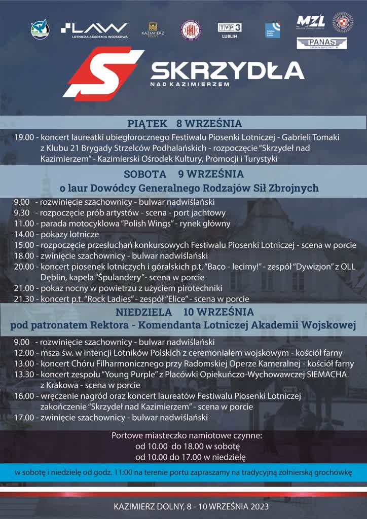 Gratka dla miłośników lotnictwa. Weekend pod znakiem "Skrzydeł nad Kazimierzem" 2 program.jpg