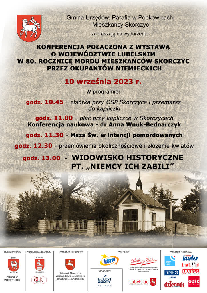 "Niemcy ich zabili". 80. rocznica okrutnej zbrodni 2 rekonstrukcja_skorczyce_2023_plakat.jpg