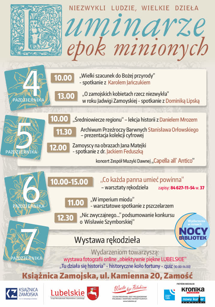 "Luminarze epok minionych" w Książnicy Zamojskiej 2 luminarz plakat 09-2.jpg