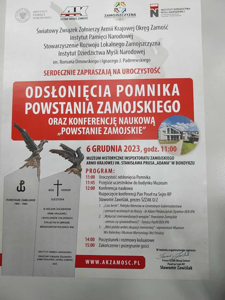 Pomnik upamiętni zamojskich powstańców. Dziś odsłonięcie 2 406176268_247066721494222_1678392417163793299_n.jpg