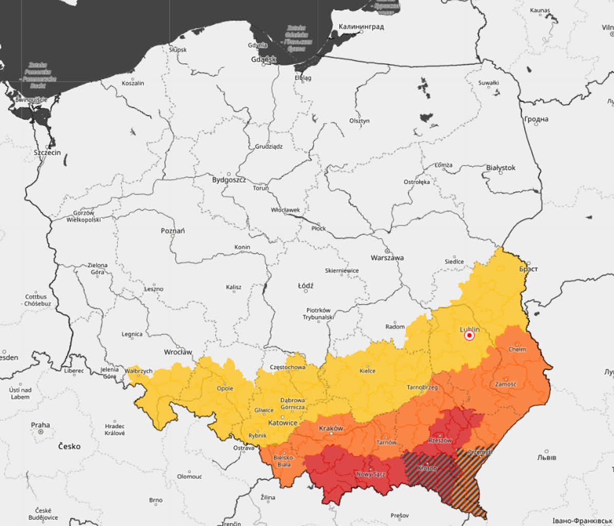 Dużo śniegu i ślisko na drogach. IMGW ostrzega kierowców 2 mapka.png