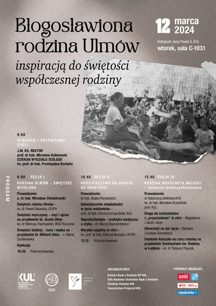 Konferencja o rodzinie Ulmów na Katolickim Uniwersytecie Lubelskim 2 kul_plakat_2024_RODZINA_ULMOW.png