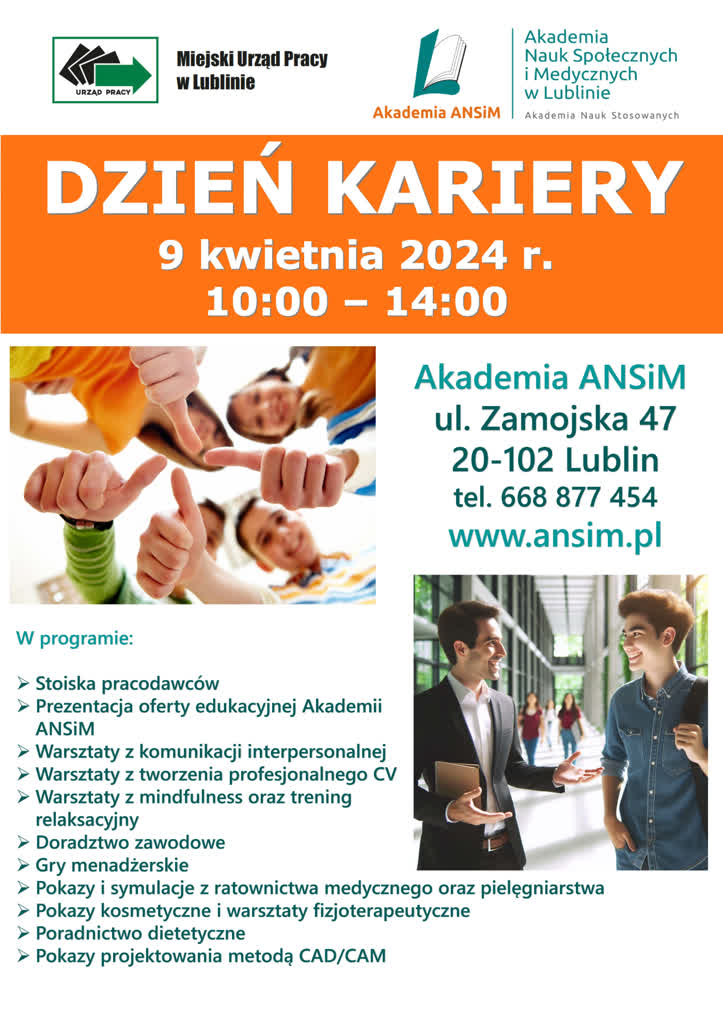 Szukasz ciekawej pracy? Zajrzyj na Dzień Kariery w Lublinie 2 plakat Dzień Kariery 9-04-2024.jpg