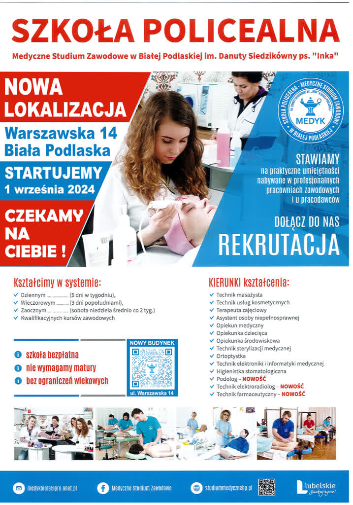 Bialska szkoła zaprasza na Dni Otwarte 2 medyk_plakat-nowa_lokalizacja_szkoly_wlepka.png