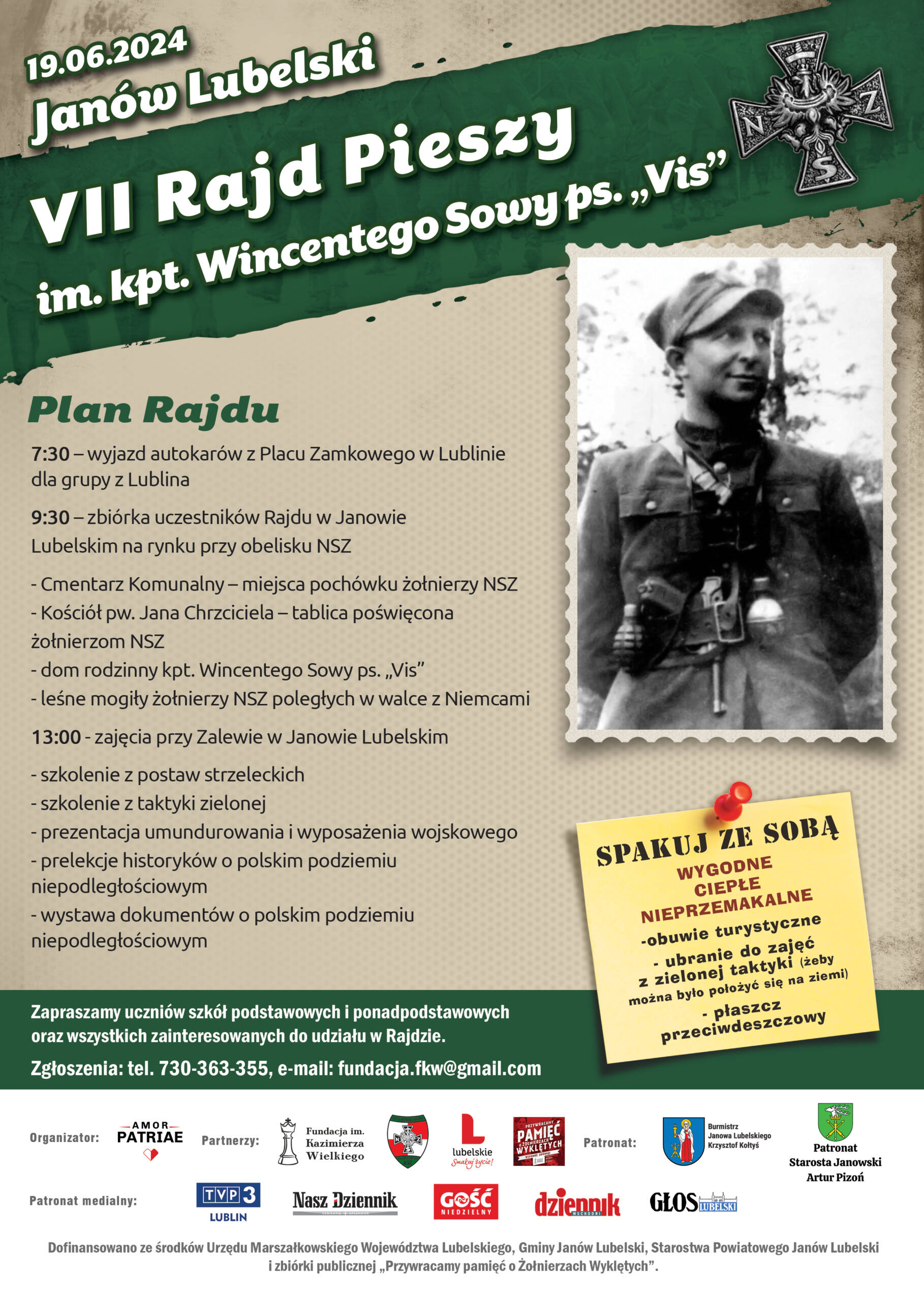 Rajdem uczczą pamięć kpt. Wincentego Sowy pseudonim "Vis" 2 RAJD SOWY VIS plakat 2024.jpg