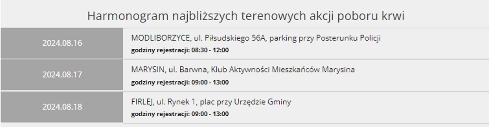 Krew wciąż potrzebna. Akcja w specjalnym ambulansie 2 harmonogram.jpg