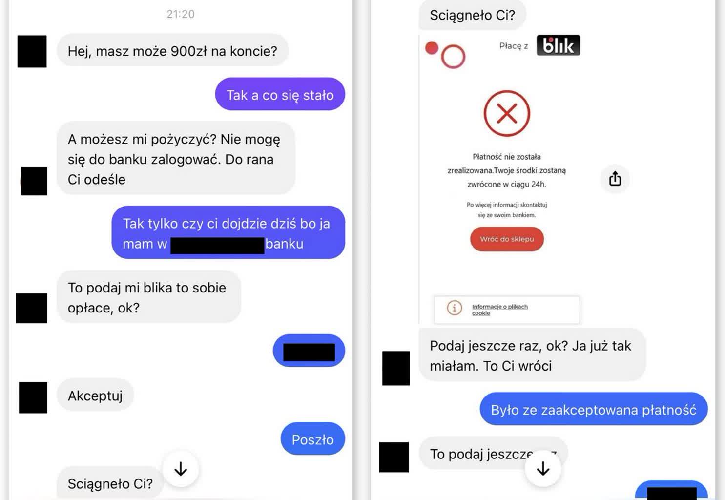 Trzy fałszywe pożyczki. Oszust udawał koleżankę 2 blik1.jpg