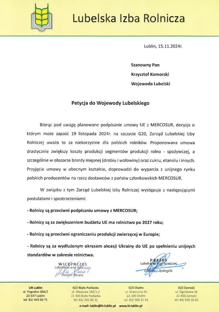 „Jest szkodliwa dla Europy”. Lubelscy rolnicy przeciw umowie z Mercosur 2 467308069_944862801021399_6911243646205674478_n.jpg