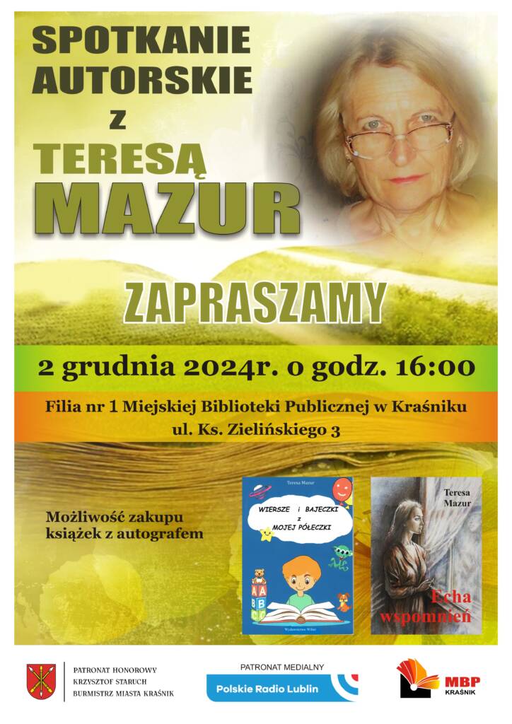 plakat spotkanie autorskie Teresa Mazur1