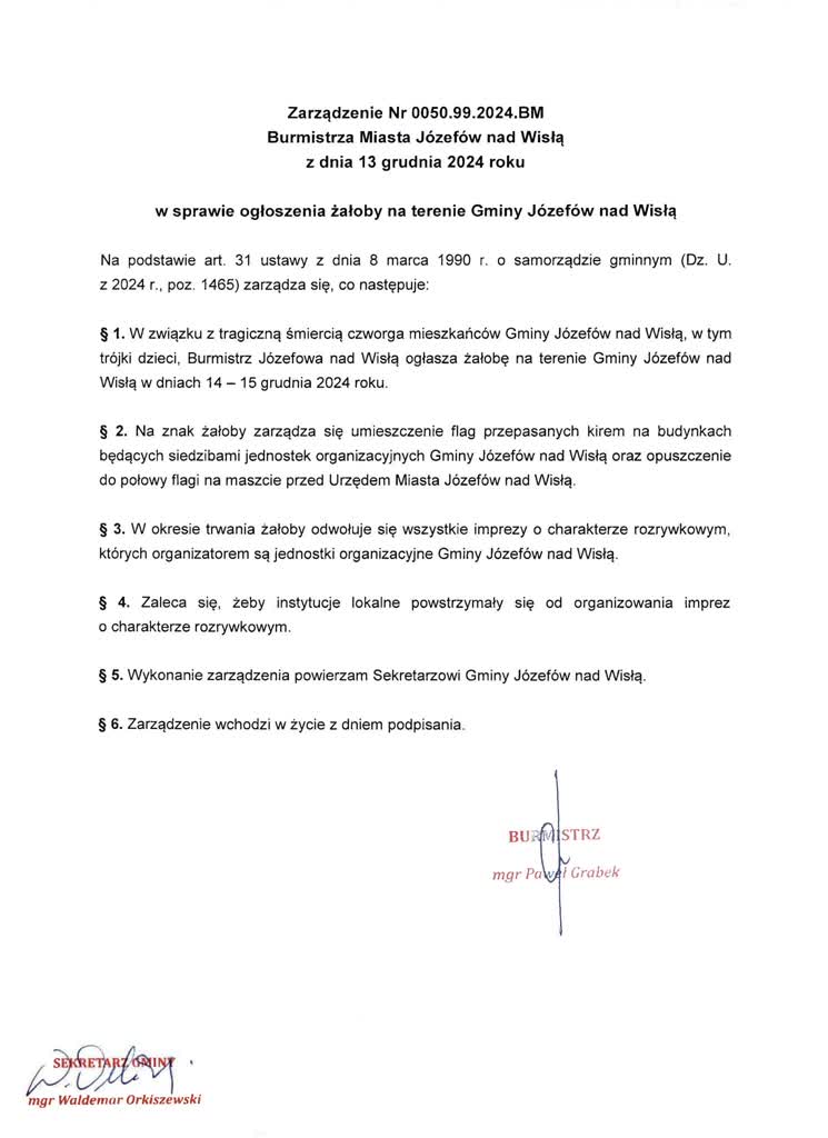 Dwudniowa żałoba w gminie Józefów nad Wisłą 2 470471834_986160883551906_693166204024585249_n.jpg