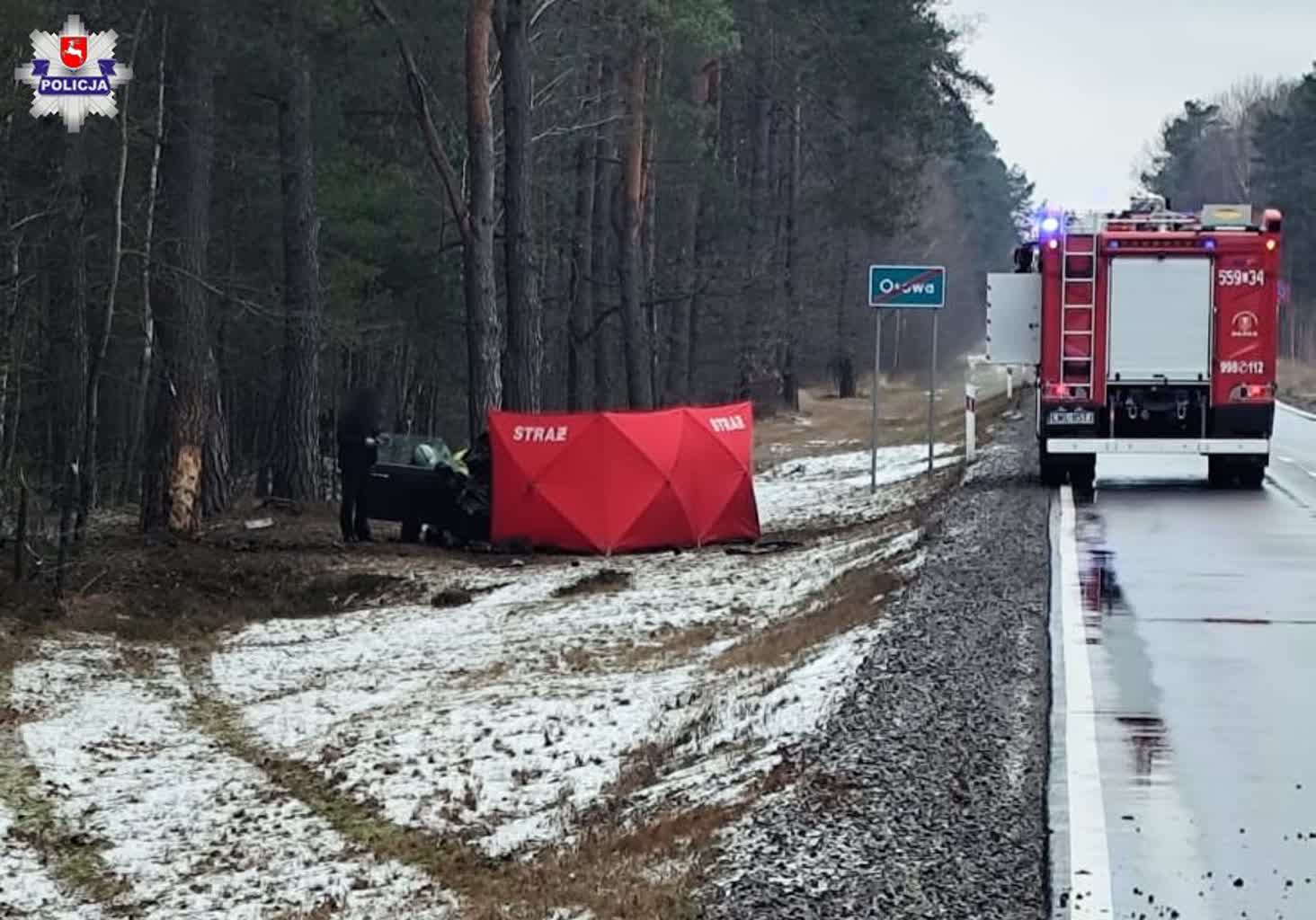 Śmiertelny wypadek w miejscowości Osowa. Nie żyje kierowca, a pasażer trafił do szpitala