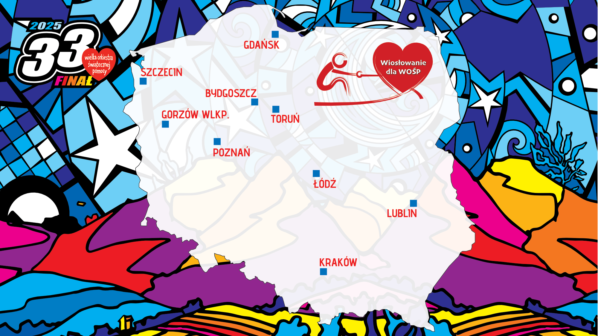 Idą na rekord. W Lublinie wiosłują dla WOŚP 2 Mapa WOŚP 2025.png