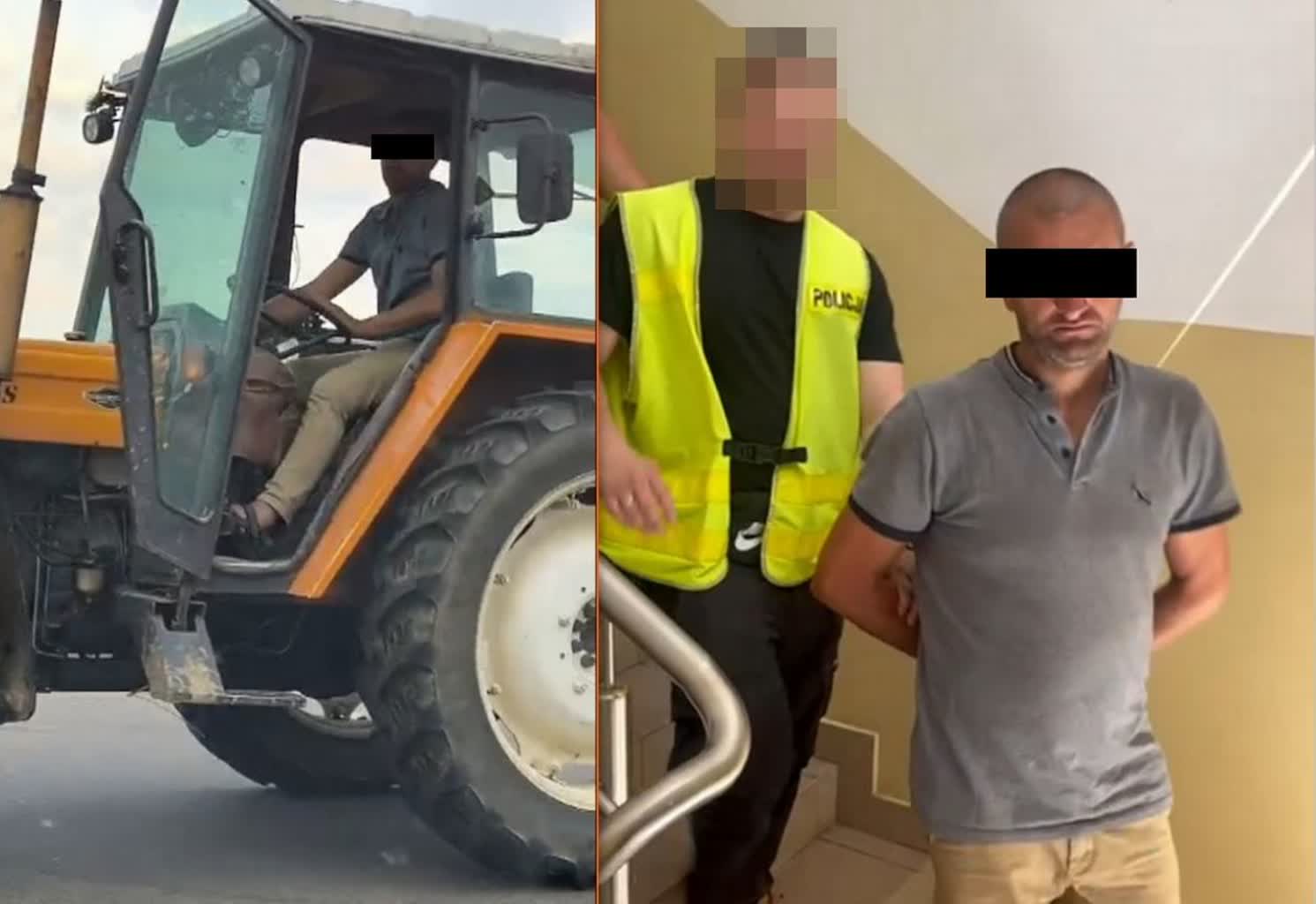 Ukradł ciągnik, następnie pojechał pod komisariat… zatrąbić [WIDEO]