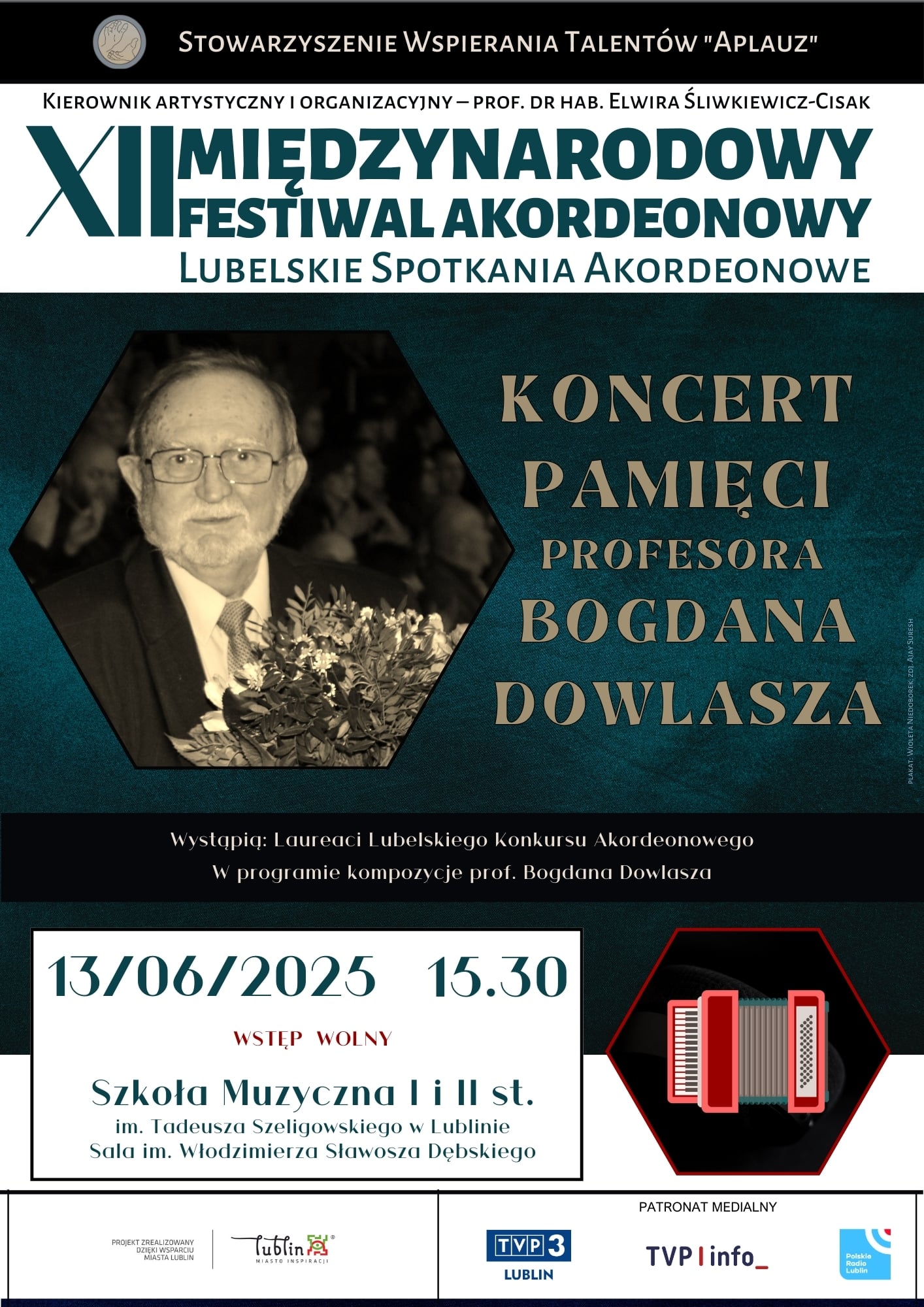 XII edycja Międzynarodowego Festiwalu Akordeonowego „Lubelskie Spotkania Akordeonowe” 7 plakat XII Miedzynarodowy Festiwal Akordeonowy 2025 Koncert 13 czerwca 2025