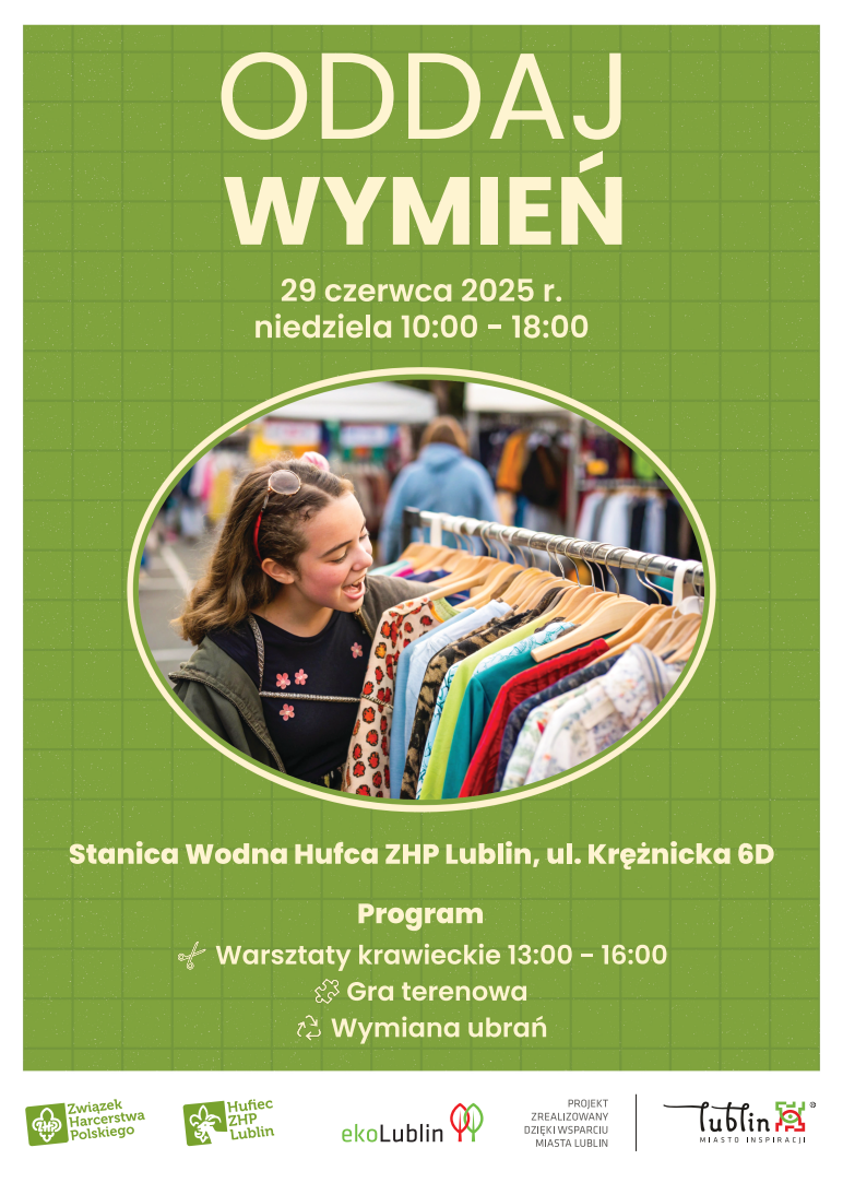 Ekologiczna wymiana ubrań. Lubelski Hufiec zaprasza 2 ODDAJ WYMIEN ZHP Lublin.png