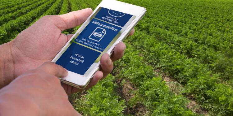 Jak zainwestować w rolnictwo - edycja 2024 1 closeup of a young man using a smartphone in a natural landscape, with a meadow in the background