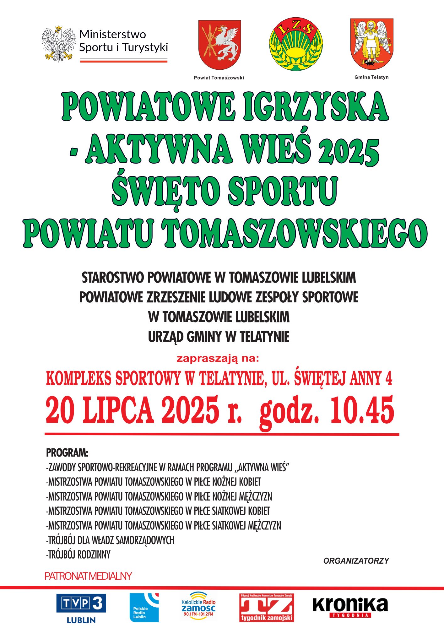 Powiatowe Igrzyska - Aktywna Wieś Święto Sportu Powiatu Tomaszowskiego 7 plakat swieto sportu