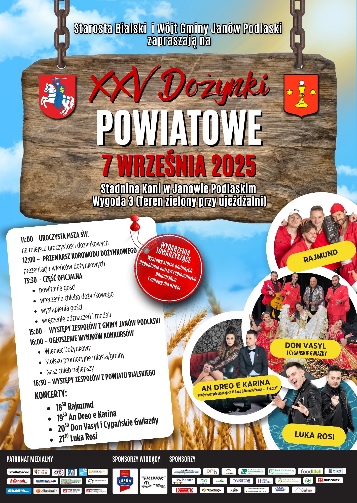 Plakat Dozynki Powiatowe w Janowie Podlaskim 2025