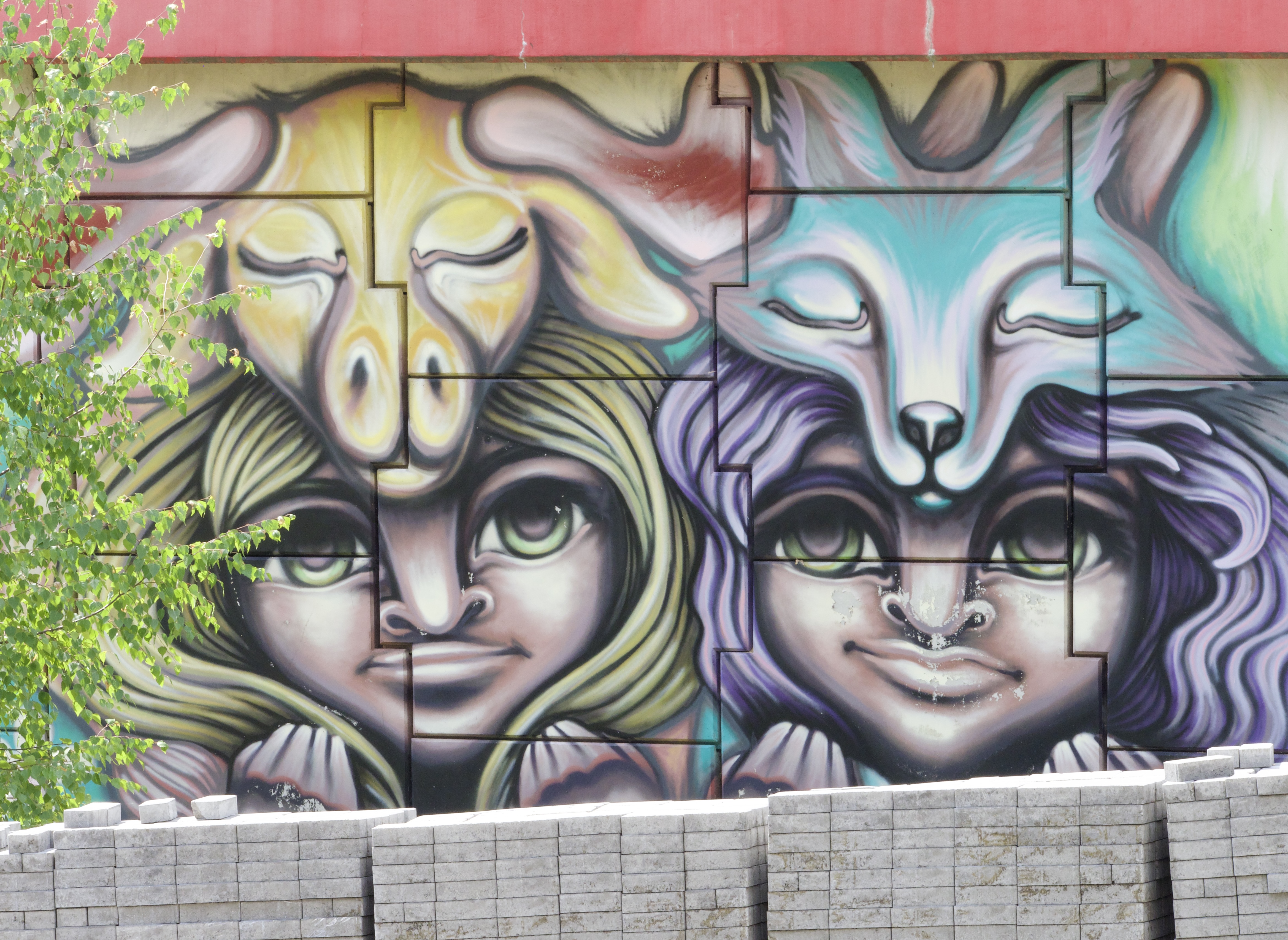 Wielkoformatowa kompozycja na murze. Meeting Of Styles w Lublinie