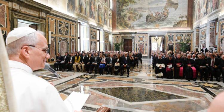 SS Leoen XIV 2025.09.13 Partecipanti al Seminario promosso dalla Pontificia Accademia di Teologia