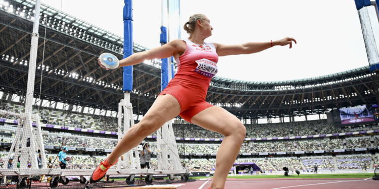 Tokio, Japonia, 13.09.2025. Lekkoatletyczne mistrzostwa wiata - Tokio 2025. Polka Daria Zabawska w eliminacjach rzutu dyskiem, 13 bm. (mk) PAP/Adam War¿awa