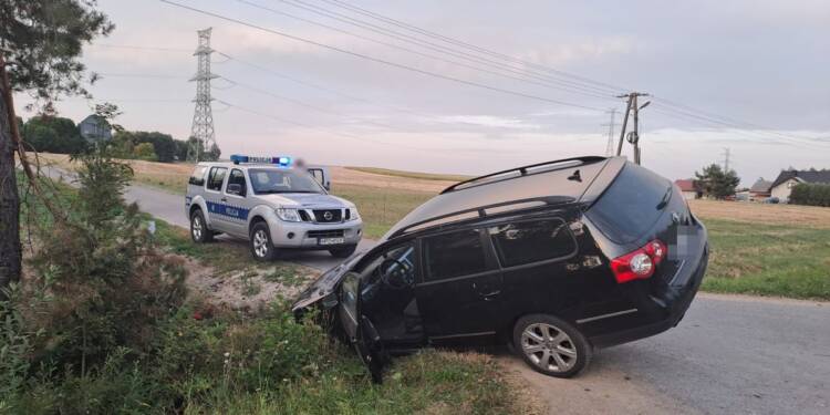 4 promile i brak „prawka”. Jazdę skończył w rowie 1 pijany 1