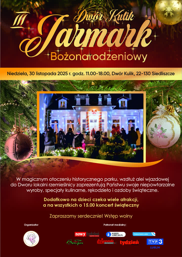 Alpaki zamiast reniferów. Świątecznie w zabytkowym parku 2 III Jarmark_Bożonarodzeniowy_Dwór_Kulik.jpg