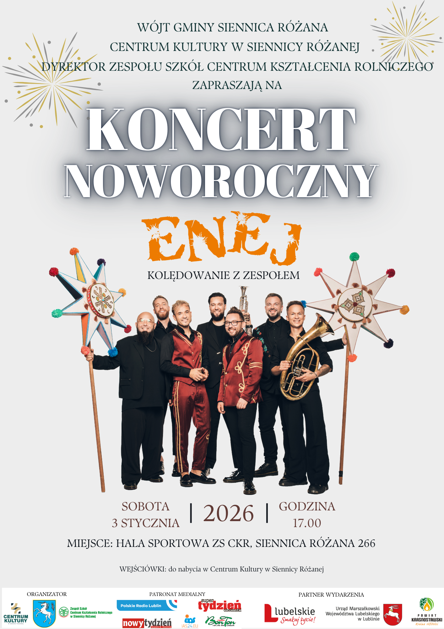XXIV Koncert Noworoczny 2026 w Siennicy Różanej 7 Plakat Enej A3 prawidlowy