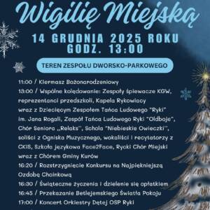 Wydarzenia 81 Wigilia Miejska w Rykach 2025 plakat