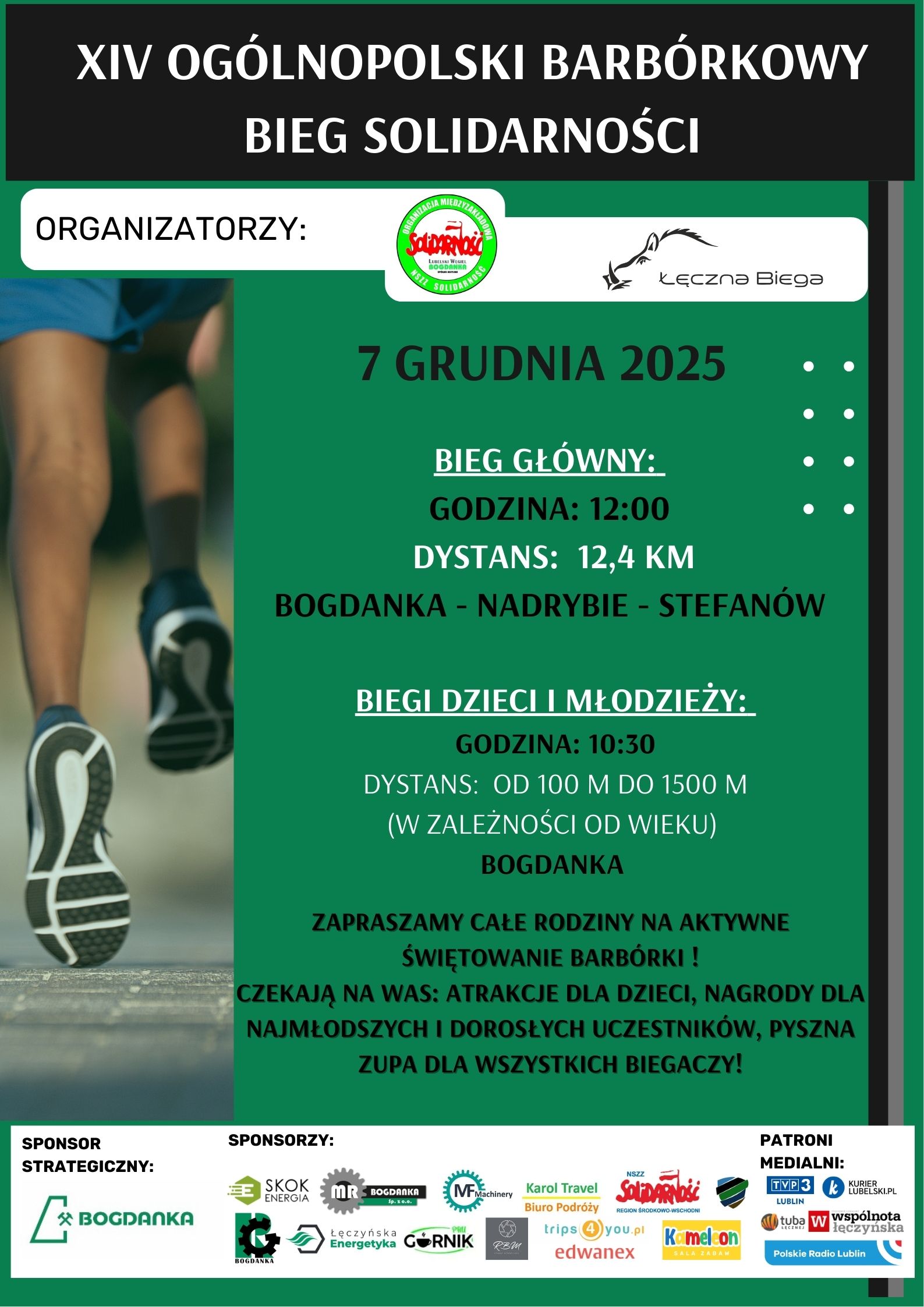 XIV Ogólnopolski Barbórkowy Bieg Solidarności 7 grafiki projekt i sponsorzy Plakat