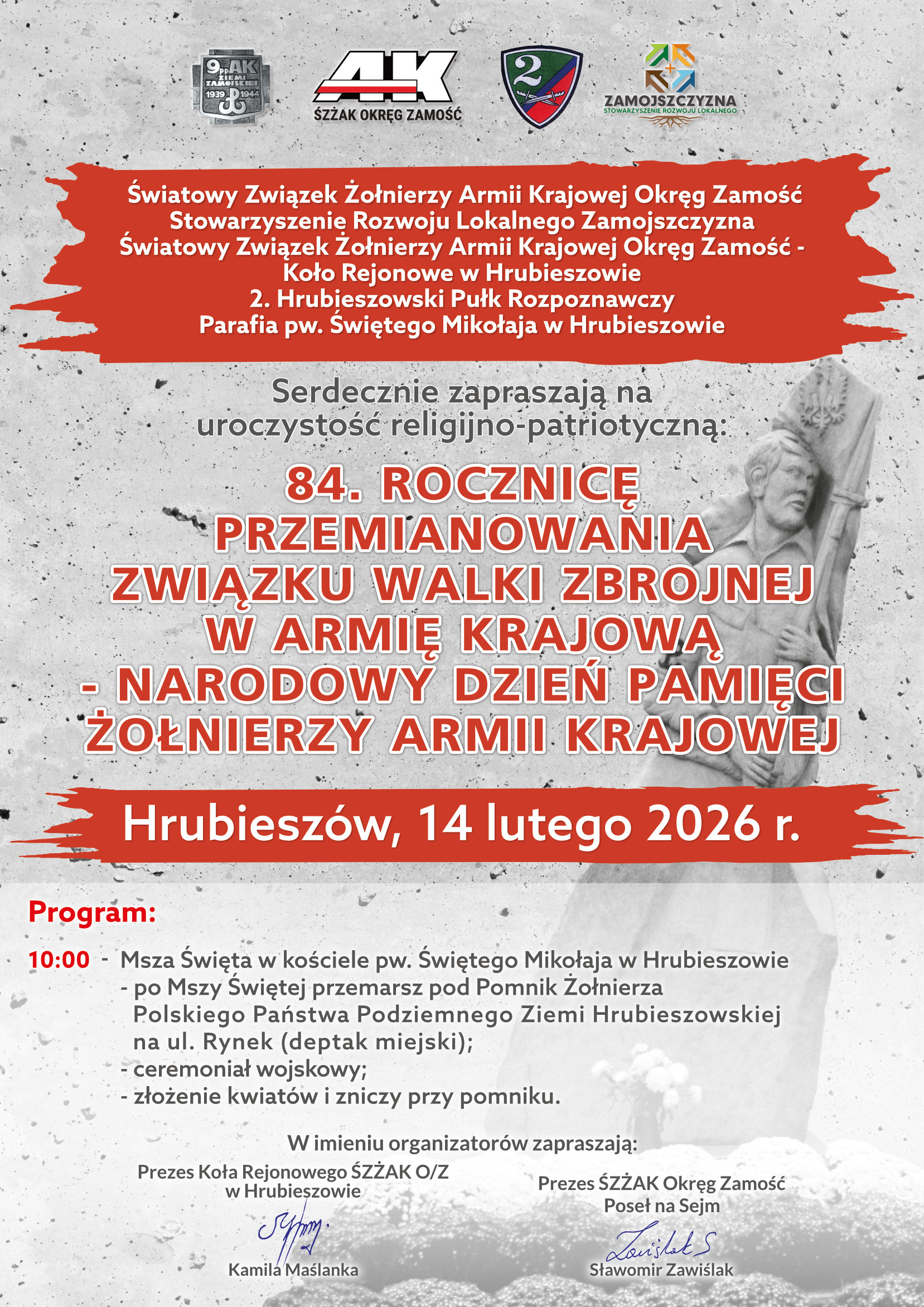 Na Zamojszczyźnie uczczą bohaterów podziemia 5 Armia Krajowa- PLAKAT HRUBIESZÓW 2026.jpg