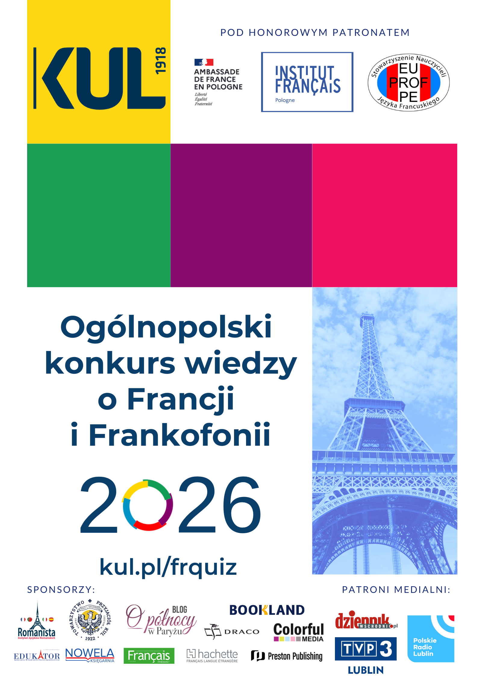 Afisz Ogolnopolski konkurs wiedzy o Francji i Frankofonii 2026