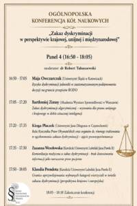 Ogólnopolska Konferencja Kół Naukowych „Zakaz dyskryminacji w perspektywie krajowej, unijnej i międzynarodowej” 16 4 1