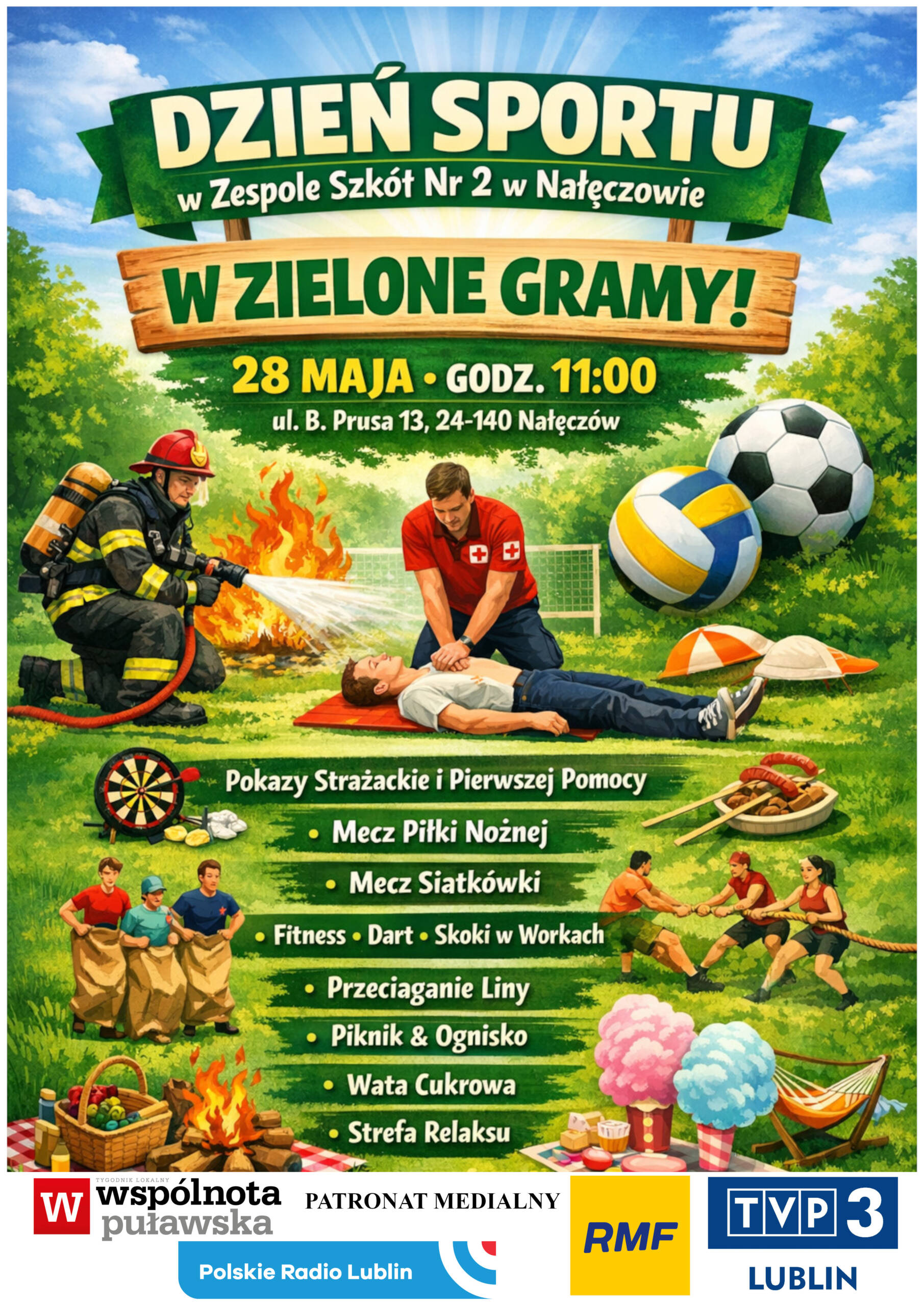 Dzień Sportu w Zespole Szkół Nr 2 w Nałęczowie „W Zielone Gramy” 7 dzien sportu patronat scaled