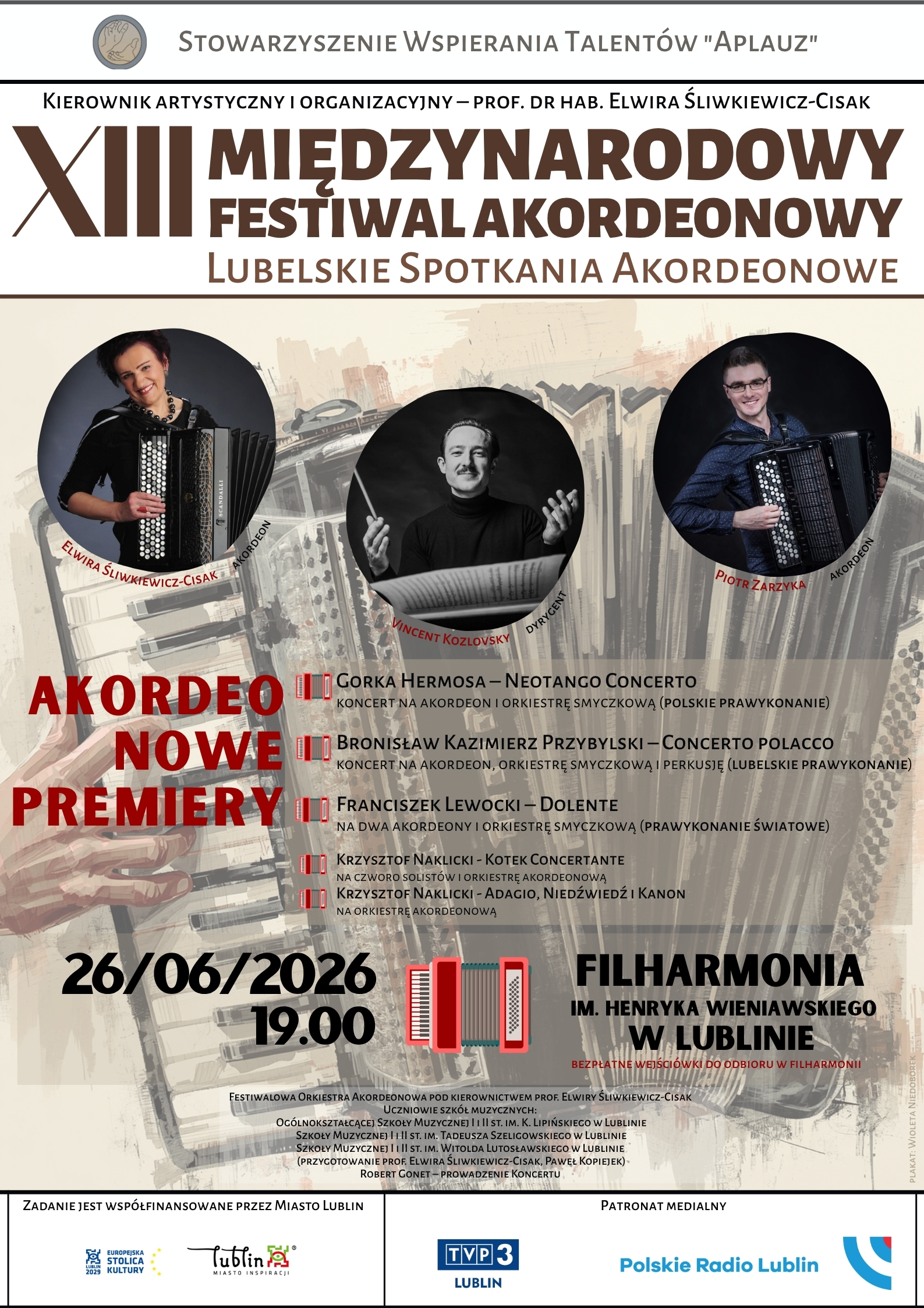 2026.06.26 A2 XIII Miedzynarodowy Festiwal Akordeonowy Koncert PLAKAT 420 x 594 mm 1